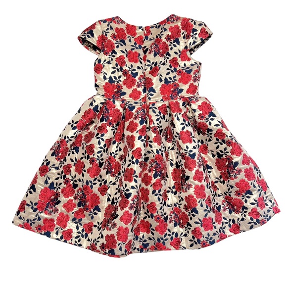 Rachel Riley Gold Damask/Red Rose Party Dress - Picture 2 of 5
